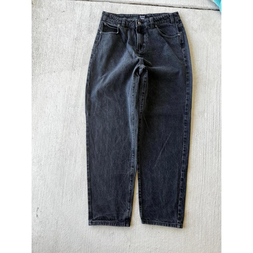 CCS Baggy Taper Jeans Mens 30x33Black Faded Skater Grunge Embroidered Vtg